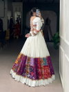 White Colour Pure Rayon With Mirror Work Lehenga With Blouse Wholesale In India NNK1704